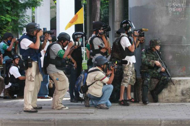Photojournalists Wearing Bulletproof Vests